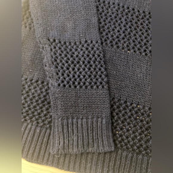 Talbots navy cotton sweater with horizontal weave design size petite - Picture 3 of 8